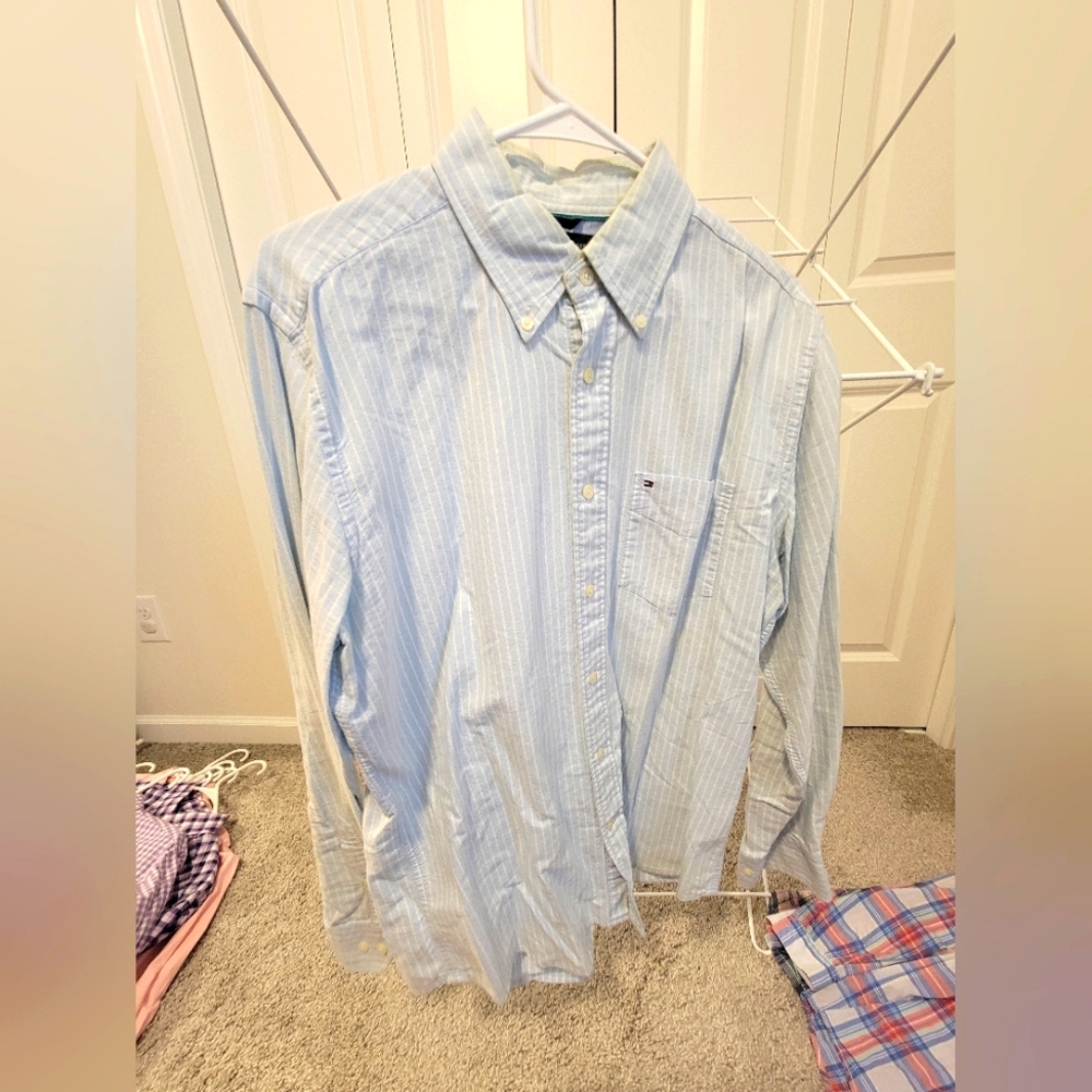 Mens Tommy Hilfiger casual button down striped shirt